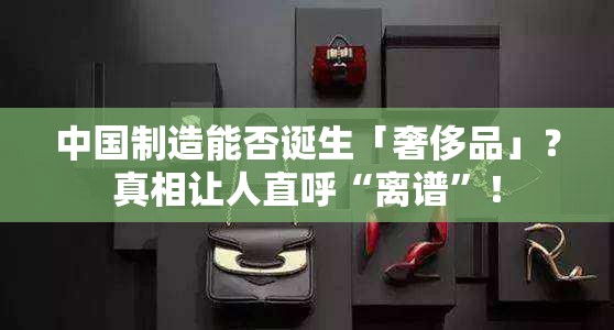 中国制造能否诞生「奢侈品」？真相让人直呼“离谱”！